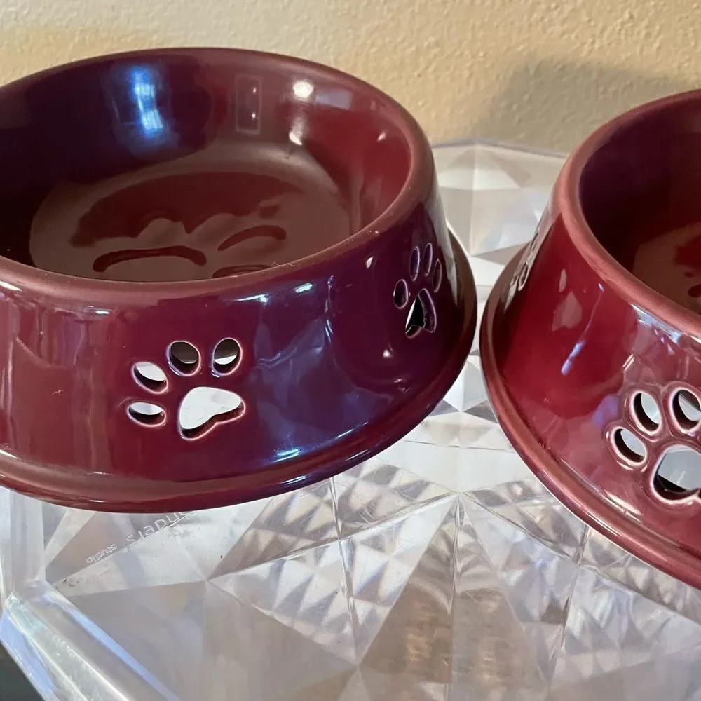 Top Paw Purple Plum Stoneware Dog Bowls